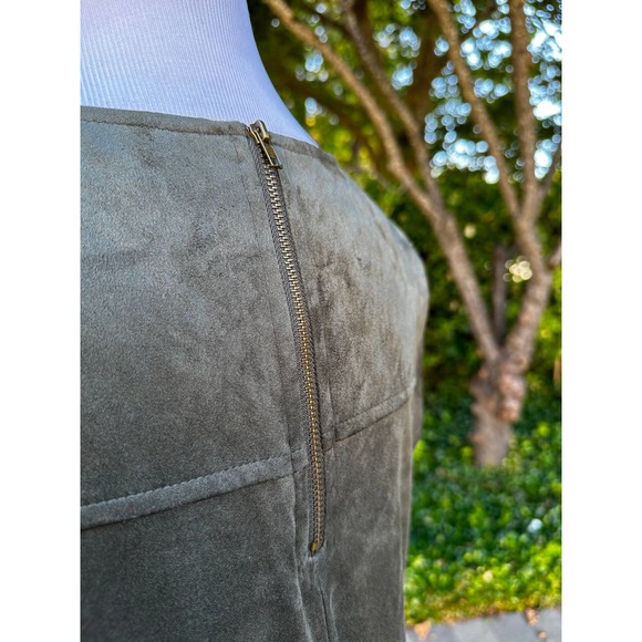 Free W/Purchase Y2k Shift Dress Faux Suede Green Fall Winter Laser Eyelet detail - Picture 7 of 10